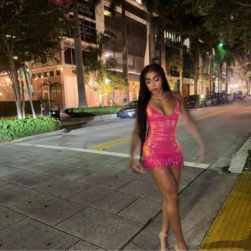 Fashion Nova Glittering Pink Mini Dress